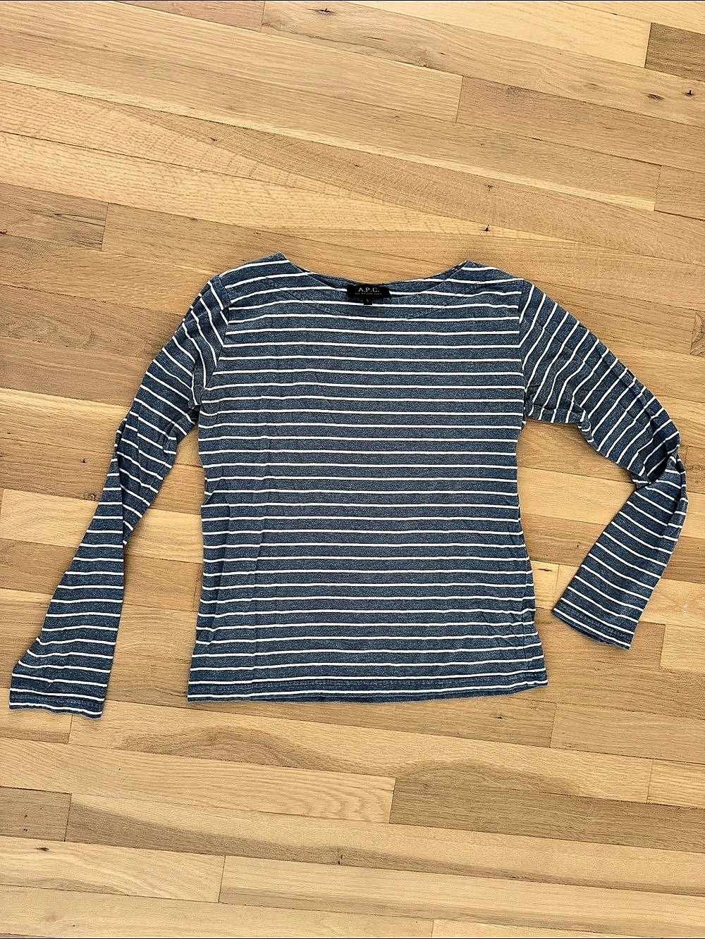 A.P.C. Striped Long Sleeve Top in Blue & White Size Small